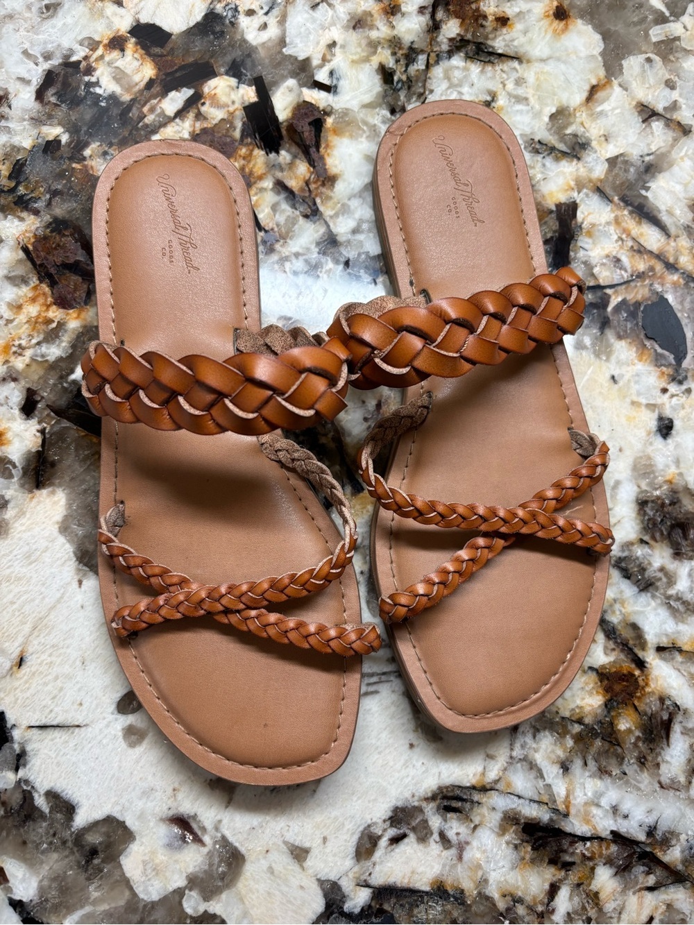 Universal Thread Braided Tan Slide Sandals